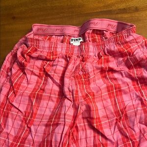 PINK Victoria's Secret Red Plaid Lounge Pants